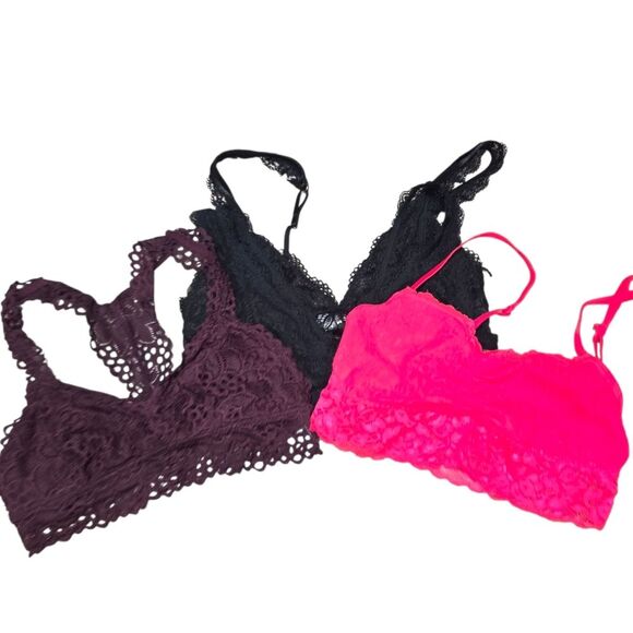 Auden Arie Bundle Lace Bralette Set - Black, Pink, Purple Size Small Medium S/m - Picture 1 of 13